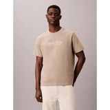 Calvin Klein Erkek Normal Kalıp Logo Desenli Yuvarlak Yaka Pamuklu Kısa Kollu Kahverengi T-Shirt LV04RG822G-HMT - XL