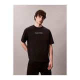 Calvin Klein Erkek Normal Kalıp Yuvarlak Yaka Pamuklu Logo Detaylı Kısa Kollu Siyah T-Shirt
