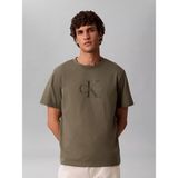 Calvin Klein Erkek Normal Kesim Yuvarlak Yakalı Ck Logo Baskılı Pamuklu Kısa Kollu Haki T-Shirt LV04RB862G-LDY