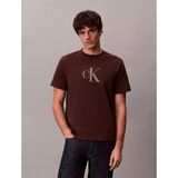 Calvin Klein Erkek Normal Kesim Yuvarlak Yakalı Ck Logo Baskılı Pamuklu Kısa Kollu Kahverengi T-Shirt LV04RB862G-2IN - XL