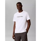 Calvin Klein Erkek Normal Kesim Yuvarlak Yakalı Logo Baskılı Kısa Kollu Beyaz T-Shirt LV04LG812G-YAF