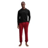 Calvin Klein Erkek Pijama Takımı, Uzun Kollu Tişört ve Jogger Pantolon, Siyah-Kırmızı, L Beden