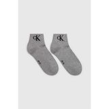 Calvin Klein Erkek Quarter Çorap (2'li Paket), Açık gri melanj, 39-42