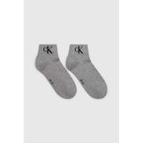 Calvin Klein Erkek Quarter Çorap (2'li Paket), Açık gri melanj, 39-42