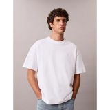 Calvin Klein Erkek Rahat Kalıp Yuvarlak Yakalı Arkası Logo Imzalı Kısa Kollu Beyaz T-Shirt LV04RAB806-YAF - XL