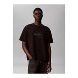 Calvin Klein Erkek Rahat Kesim CK Logo İşlemeli Yuvarlak Yakalı Kısa Kollu Siyah T-Shirt