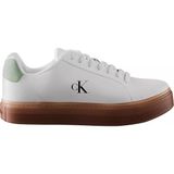 Calvin Klein Erkek Rahat Taban Bağcıklı Deri Düz Taban Beyaz Sneaker YM0YM01435-0LE