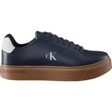 Calvin Klein Erkek Rahat Taban Bağcıklı Deri Düz Taban Lacivert Sneaker YM0YM01435-0ZV