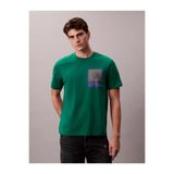 Calvin Klein Erkek Regular Fit %100 Pamuklu Baskılı Kısa Kollu Yeşil T-Shirt
