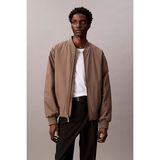 Calvin Klein Erkek Regular Fit Bej Fermuarlı Bomber Ceket Polyester Hafif ve Dayanıklı Tasarım