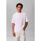 Calvin Klein Erkek Regular Fit Pamuklu Göğüste Ck Logolu Bisiklet Yaka Kısa Kollu Beyaz T-Shirt LV04LD224G-YAF - XL