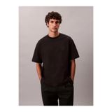 Calvin Klein Erkek Regular Fit Pamuklu Göğüste CK Logolu Bisiklet Yaka Kısa Kollu Siyah T-Shirt