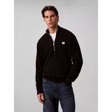 Calvin Klein Erkek Regular Fit Pamuklu Örgü Balıkçı Yaka Yarım Fermuarlı Uzun Kollu Siyah Kazak LV04RH327G-UB1