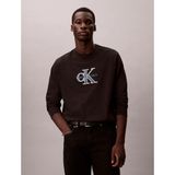 Calvin Klein Erkek Regular Fit Yuvarlak Yaka Ck Logo Kabartmalı Pamuklu Uzun Kollu Siyah T-Shirt LV04RE257G-UB1 - XL
