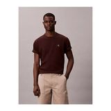 Calvin Klein Erkek Regular Fit Yuvarlak Yakalı Göğsü Ck Logolu Pamuklu Kısa Kollu Kahverengi T-Shirt LV04RC275G-2IN - 2XL