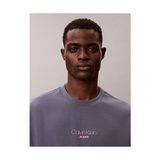 Calvin Klein Erkek Relaxed Fit Grafik Detaylı T-Shirt - Mavi - Gri - XL