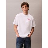 Calvin Klein Erkek Renkli Calvin Yazı Desen Kısa Kol Regular Fit Beyaz T-Shirt LV04RC808G-YAA - 2XL