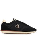 Calvin Klein Erkek Runner Sneaker Retro Mix Logolu, Siyah Açık Kaju, 44.5 EU