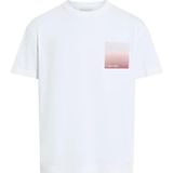 Calvin Klein Erkek Sırt Bölüm Çizgi ve Yazı Desenli T-Shirt K10K114164-YAF - Beyaz