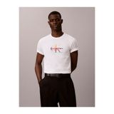 Calvin Klein Erkek Slim Fit Bisiklet Yaka Pamuklu Kısa Kollu Beyaz T-Shirt