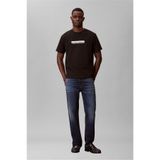 Calvin Klein Erkek SS 20S Tonal Metallic Graphic Bisiklet Yaka T-Shirt Siyah