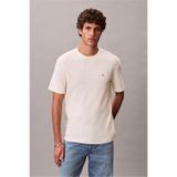 Calvin Klein Erkek SS Waffle Badge Crewnk Tee Bisiklet Yaka T-Shirt Beyaz