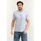 Calvin Klein Erkek T-Shirt, Bisiklet Yaka, Micro Monologo Graphic, Mor, 2XL