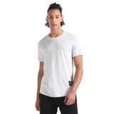Calvin Klein Erkek T-Shirt Kısa Kollu Badge Turn Up Sleeve Yuvarlak Yaka, Gri (Lunar Rock), XXL