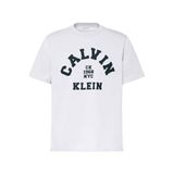 Calvin Klein Erkek T-Shirt, Marka Logolu, Bisiklet Yaka, Kısa Kol, Comfort Kalıp, Beyaz, XS