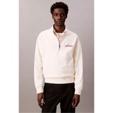 Calvin Klein Erkek Yarım Fermuarlı Yazı Logolu Sweatshirt - Krem