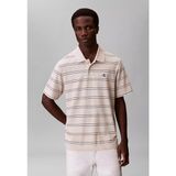 Calvin Klein Erkek Yatay Çizgi Desenli Normal Kalıp Logo Detaylı Kısa Kollu Pamuklu Bej Polo Yaka T-Shirt LV04RF274G-2JX