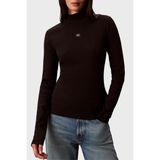 Calvin Klein Fitilli Logolu Pamuklu Slim Fit Balıkçı Yaka Kazak LV047D203GUB1 Bayan Kazak LV047D203G Ub1 - Siyah - XS