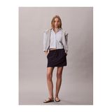 Calvin Klein İpliği Boyalı Pamuklu Poplin Kısa Kesim Mavi Gömlek, XL, P70687S6167, MAVİ, Kadın