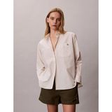 Calvin Klein Ipliği Boyalı Pamuklu Poplin Rahat Kesim Kadın Beyaz Gömlek LV047F103G-F7J