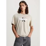 Calvin Klein J30J324008PED Jeans Bisiklet Yaka Baskılı Bej Erkek T-Shirt