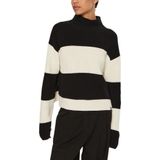 Calvin Klein Jeans Balıkçı Yaka Standart Çizgili Beyaz Kazak Kadın CHUNKY LOOSE HIGH NECK SWEATER, XS, 5003173603
