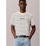 Calvin Klein Jeans Beyaz Erkek Çizgili T-Shirt LV04RG236GYAS Ss 16S Strıpe Easy L - XL - Kırık Beyaz