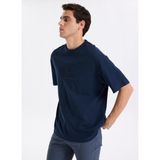 Calvin Klein Jeans Bisiklet Yaka Düz Lacivert Erkek T-Shirt LV04RB295GCEF Ss Hı Low Emb 16S Jer