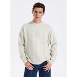 Calvin Klein Jeans Bisiklet Yaka Relaxed Düz Açık Yeşil Erkek Kazak LV04RD300GQCM Ls Embossed Logo Crew - XL