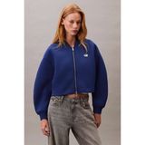 Calvin Klein Jeans Bol Kesim Scuba Kumaş Fermuarlı Bomber Kadın Mavi Ceket LV047C524G-6A8