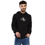 Calvin klein Jeans Calvin Klein Jeans Marka Erkek Hoodie, Monolog Waffle Arşiv Desen, Siyah Pamuklu