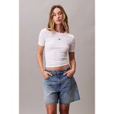 Calvin Klein Jeans Calvin Klein Kadın Modal Fitilli Beyaz T-shirt LV044C901G-YAA
