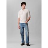 Calvin Klein Jeans Düğmeli Yaka Regular Fit Düz Kırık Beyaz Erkek Kazak LV04RC306GYAS Ss Smth Cttn Wffl Pl