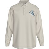 Calvin Klein Jeans Düz Krem Erkek Polo T-Shirt LV04RD201G67U Ls Chunky Pıque Relax - XL
