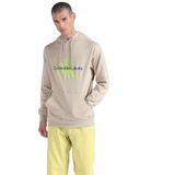 Calvin Klein Jeans Erkek Mevsimlik Monologo Normal Kapüşonlu Svetşört, Plaza Taupe/Asit Işık, S