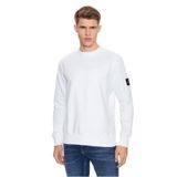 Calvin Klein Jeans Erkek Rozet Bisiklet Yaka Sweatshirt, beyaz, XL