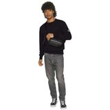 Calvin Klein Jeans Erkek Rozet Bisiklet Yaka Sweatshirt, siyah, XS