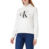 Calvin Klein Jeans Kadın Core Monologo Kapüşonlu Svetşört, parlak beyaz, XS