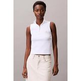 Calvin Klein Jeans Kadın Etiketli Kolsuz Yarım Fermuarlı Beyaz Bluz LV047C909G-YAA