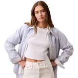 Calvin Klein Jeans monologo baby rib tee Kadın T-shirt bright white S